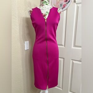 Enfocus Studio Fuchsia Zip-Front Midi Dress